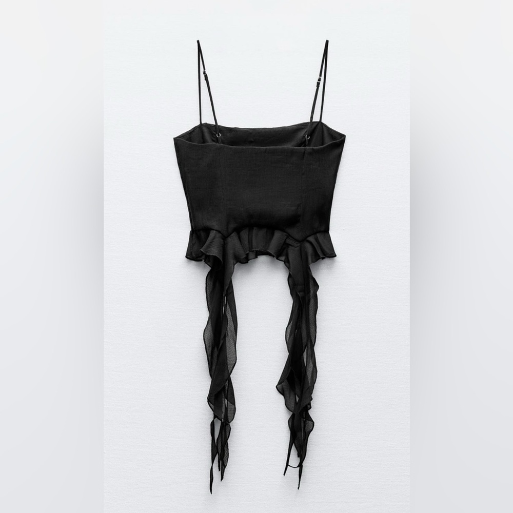 Zara Black Ruffle Trim Top - Picture 4 of 5